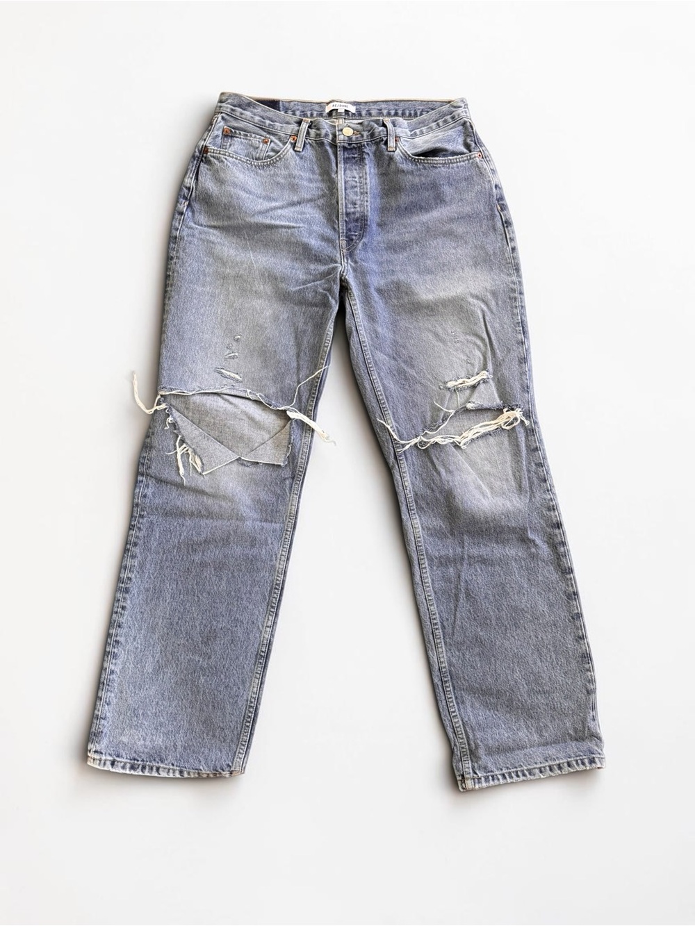 RE/DONE 90s Baggy Distressed Blue Denim Jeans